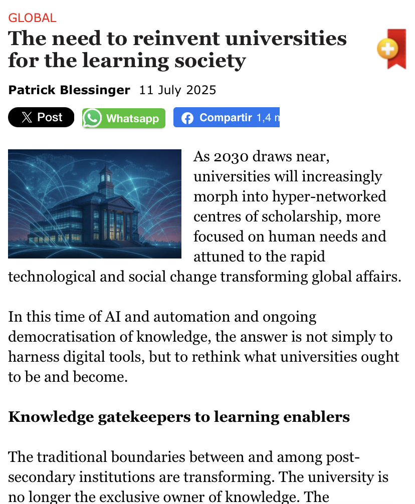 El desafío del rol formativo en las universidades